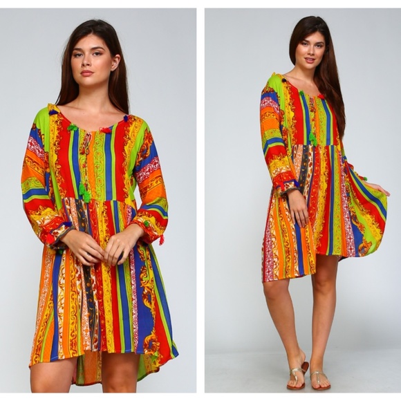 Multi Color FUN Plus Size Boho Tunic - Picture 3 of 4